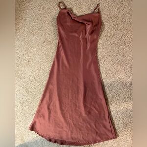 TSH Satin Slip Midi Dress in Mauve